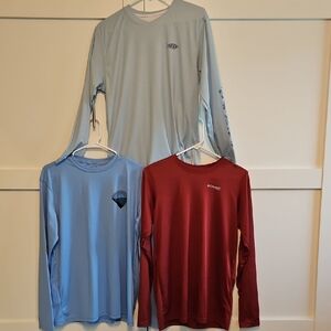 AFTCO Kids Long Sleeve Tees - Light Blue, Blue, and Red